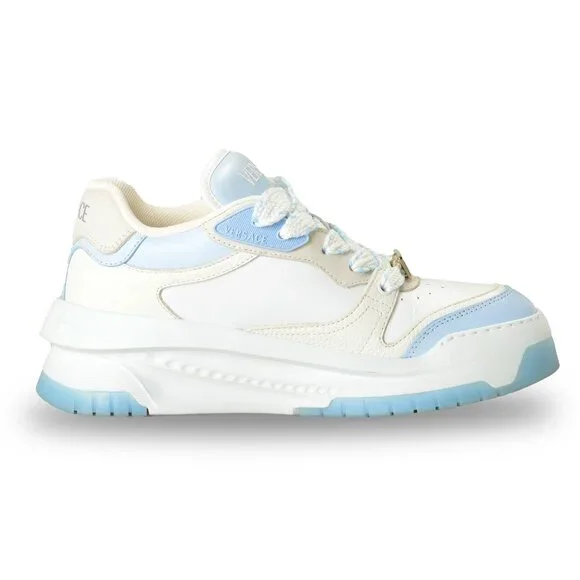 Versace Men's Leather & Suede White/Blue Sneakers Shoes US 8 IT 41